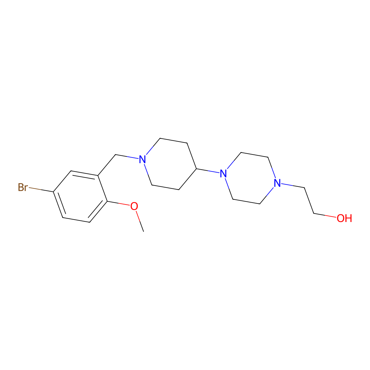 2-{4-[1-(5-Bromo-2-methoxybenzyl)piperidin-4-yl]piperazin-1-yl}ethanol molecular structure, CAS 432017-45-3
