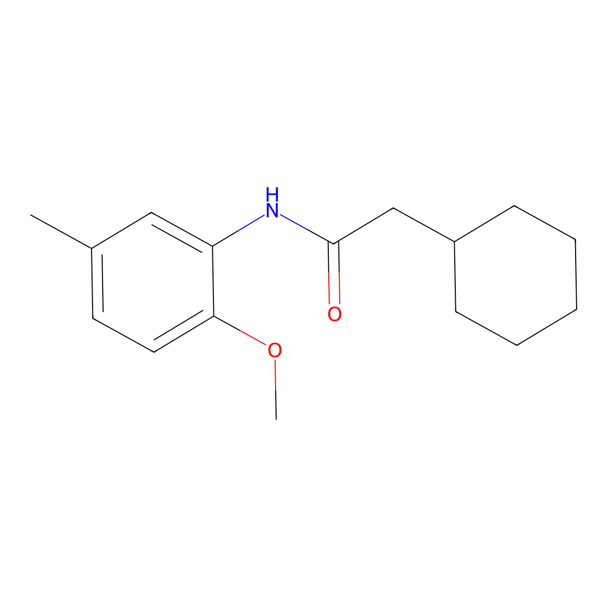 2-cyclohexyl-N-(2-methoxy-5-methylphenyl)acetamide molecular structure, CAS 432017-50-0