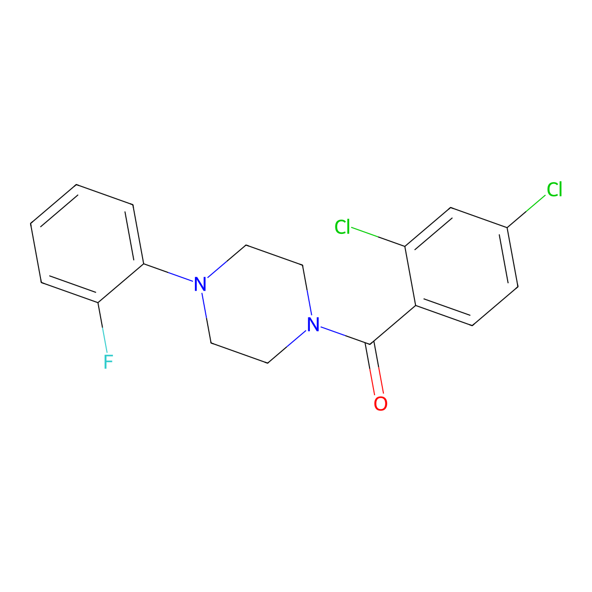 (2,4-Dichlorophenyl)-[4-(2-fluorophenyl)piperazin-1-yl]methanone molecular structure, CAS 432017-52-2
