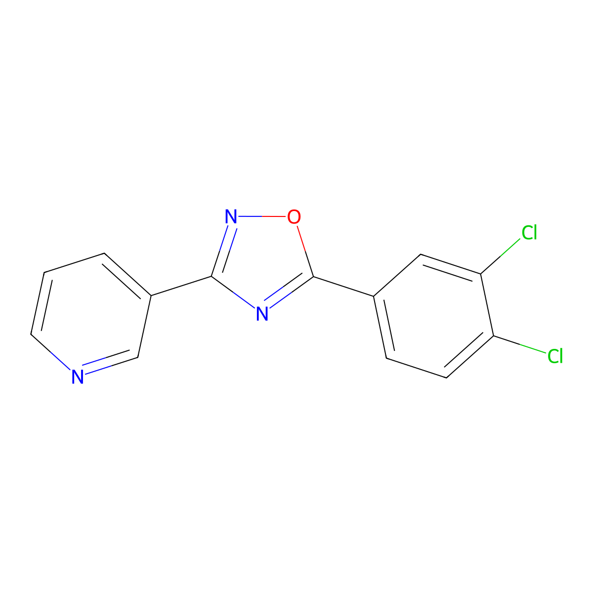 3-[5-(3,4-Dichlorophenyl)-1,2,4-oxadiazol-3-yl]pyridine molecular structure, CAS 432017-60-2