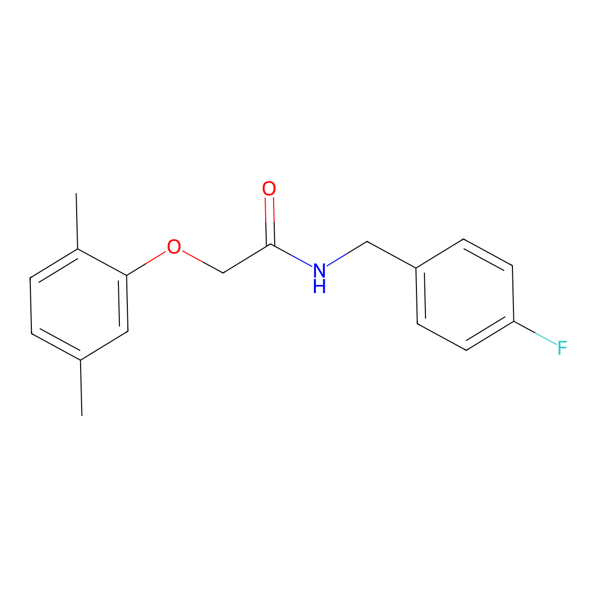 2-(2,5-dimethylphenoxy)-N-(4-fluorobenzyl)acetamide molecular structure, CAS 432017-63-5