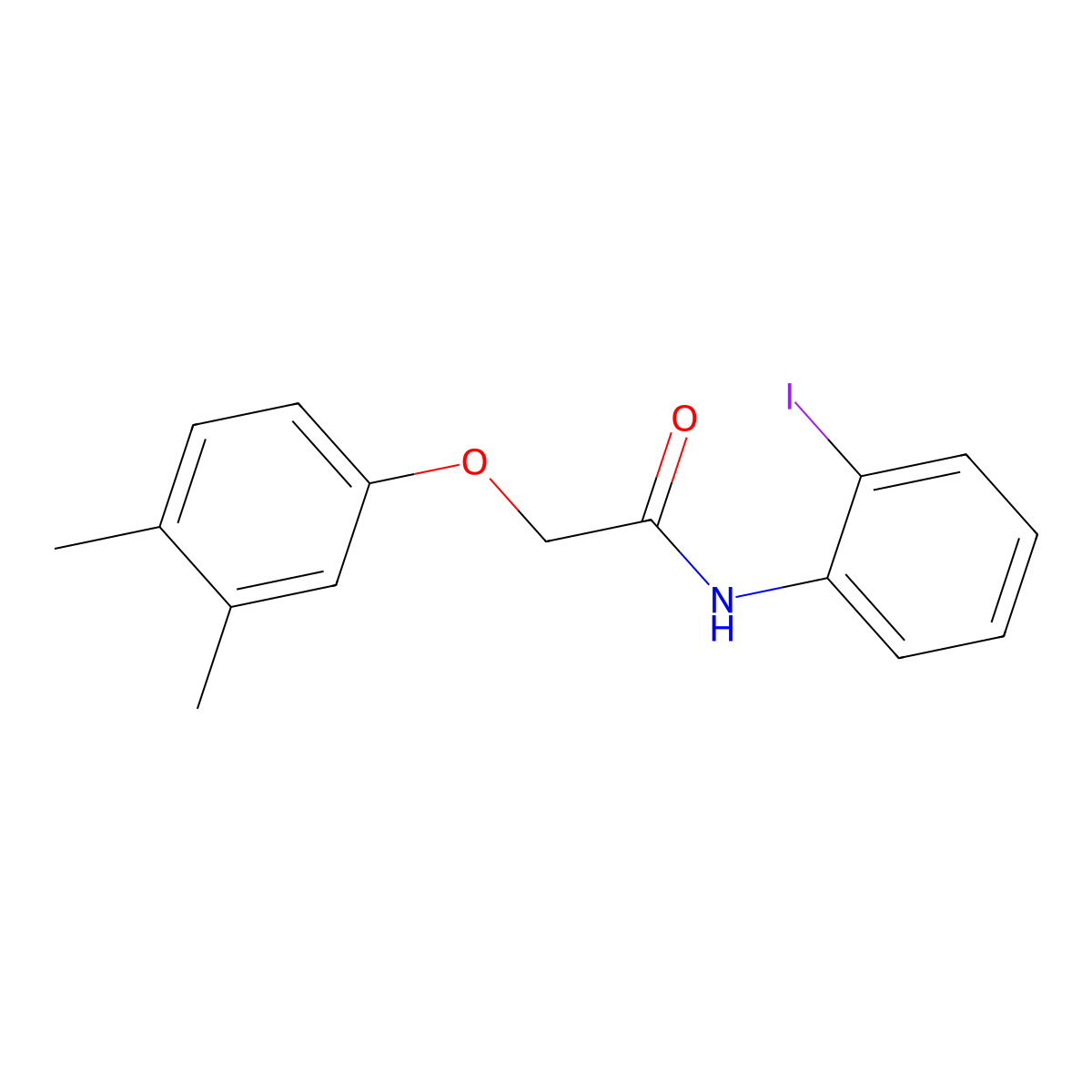 2-(3,4-dimethylphenoxy)-N-(2-iodophenyl)acetamide molecular structure, CAS 432017-66-8