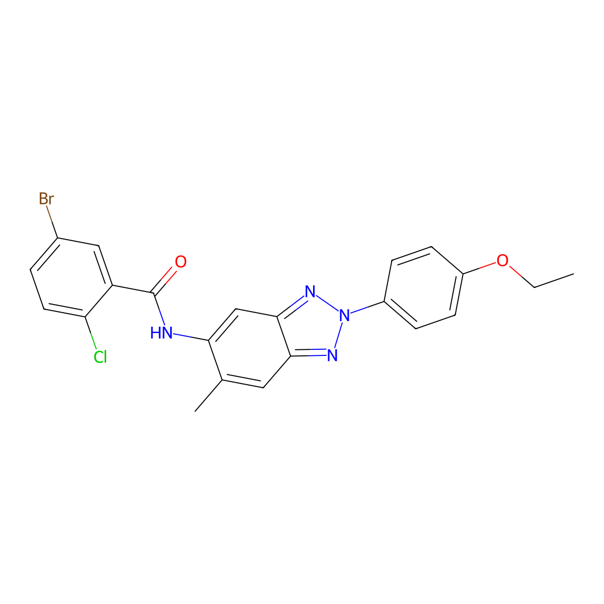 5-bromo-2-chloro-N-[2-(4-ethoxyphenyl)-6-methylbenzotriazol-5-yl]benzamide molecular structure, CAS 432017-69-1