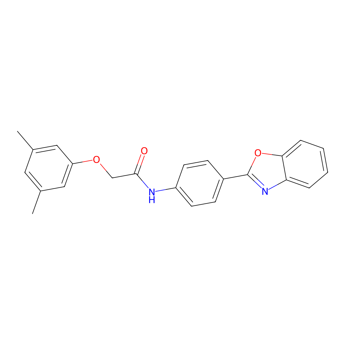 N-[4-(1,3-benzoxazol-2-yl)phenyl]-2-(3,5-dimethylphenoxy)acetamide molecular structure, CAS 432017-71-5
