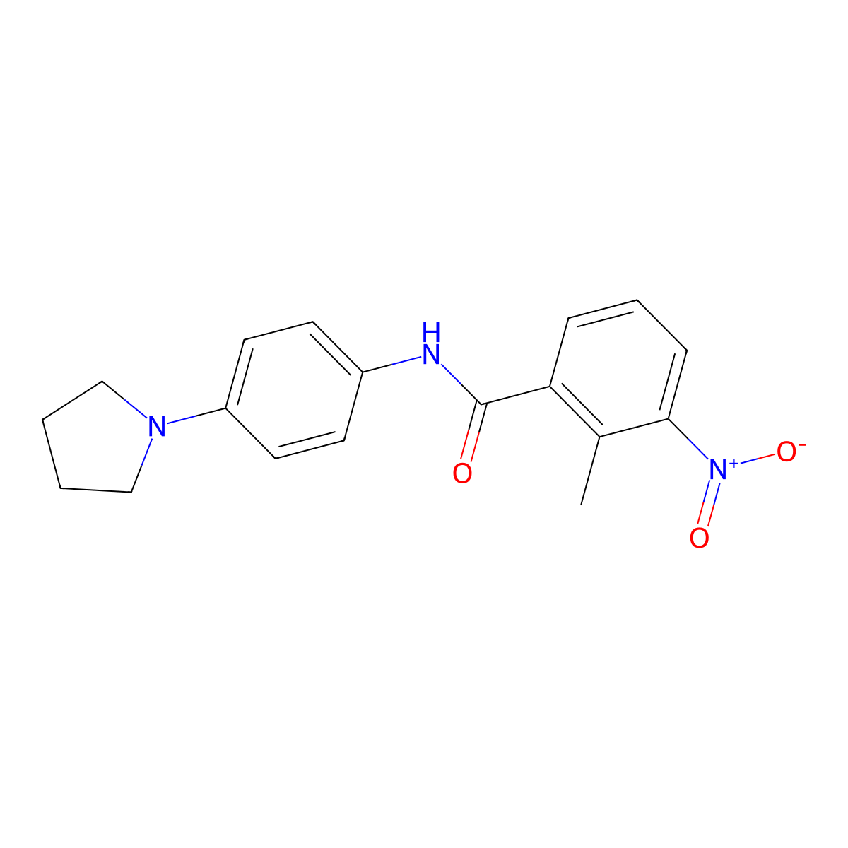 2-methyl-3-nitro-N-[4-(pyrrolidin-1-yl)phenyl]benzamide molecular structure, CAS 432017-80-6