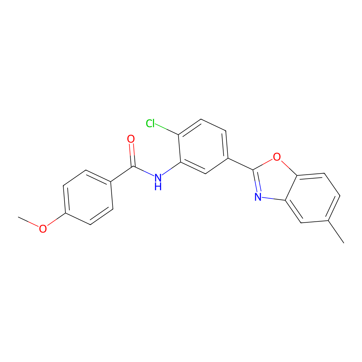 N-[2-chloro-5-(5-methyl-1,3-benzoxazol-2-yl)phenyl]-4-methoxybenzamide molecular structure, CAS 432017-89-5