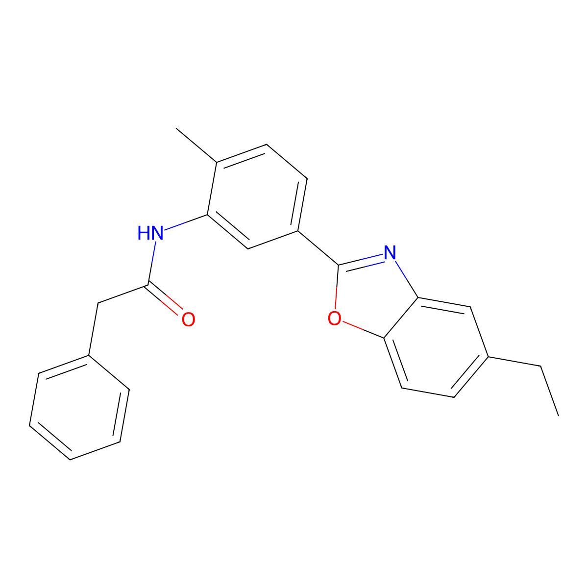 N-[5-(5-ethyl-1,3-benzoxazol-2-yl)-2-methylphenyl]-2-phenylacetamide molecular structure, CAS 432017-95-3