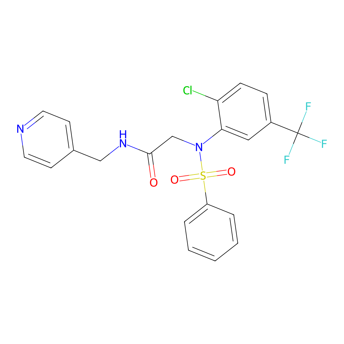 2-(benzenesulfonyl-(2-chloro-5-trifluoromethyl-phenyl)-amino)-N-pyridin-4-ylmethyl-acetamide molecular structure, CAS 432018-03-6