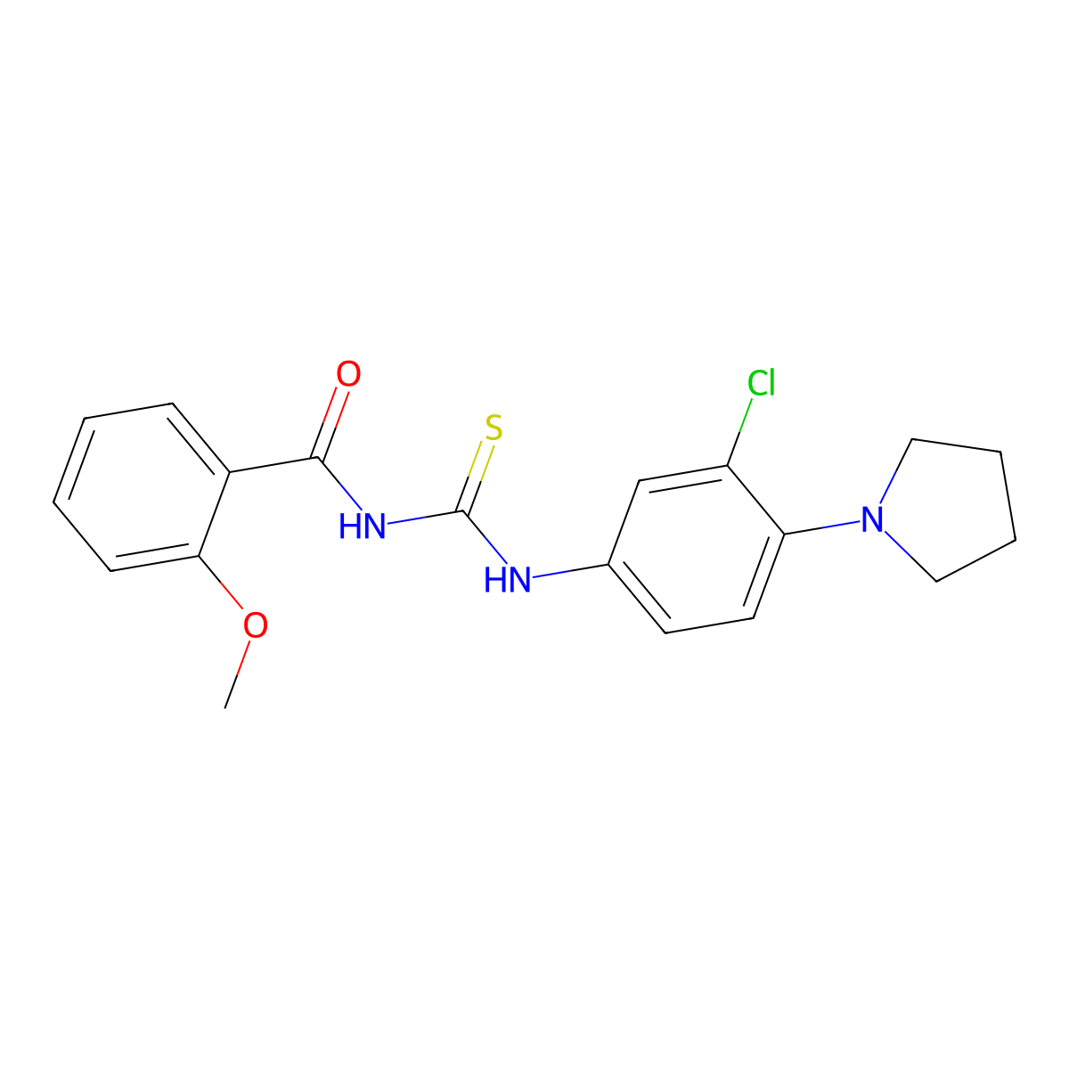 N-[(3-chloro-4-pyrrolidin-1-ylphenyl)carbamothioyl]-2-methoxybenzamide molecular structure, CAS 432018-04-7