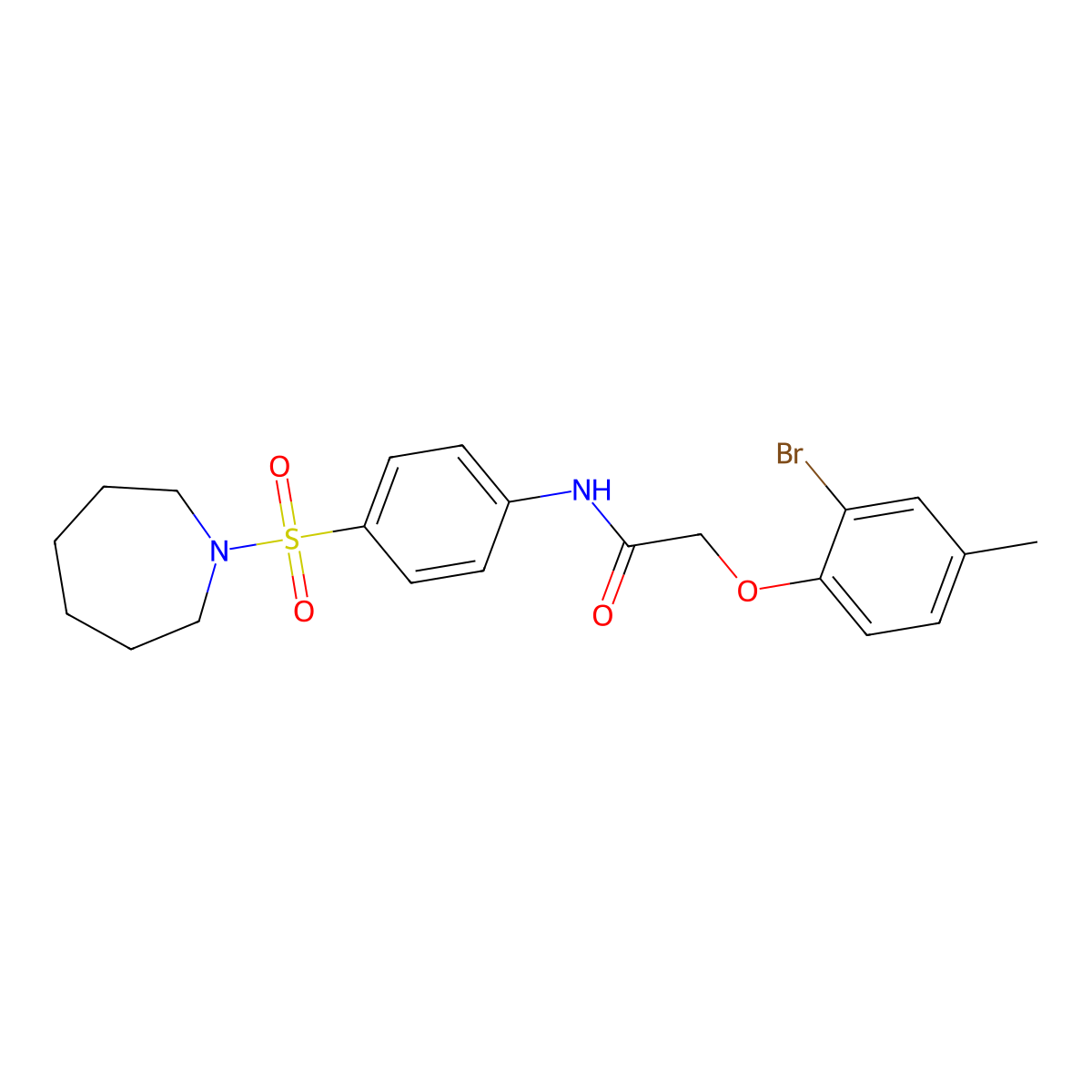 N-[4-(azepan-1-ylsulfonyl)phenyl]-2-(2-bromo-4-methylphenoxy)acetamide molecular structure, CAS 432018-05-8