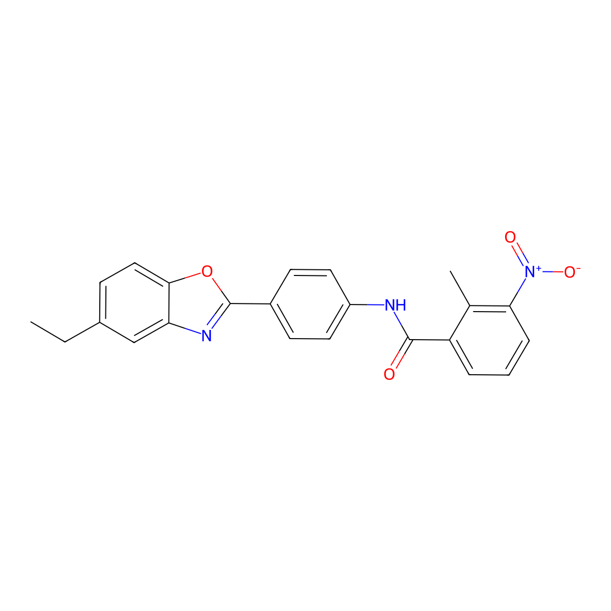 N-[4-(5-ethyl-1,3-benzoxazol-2-yl)phenyl]-2-methyl-3-nitrobenzamide molecular structure, CAS 432018-09-2
