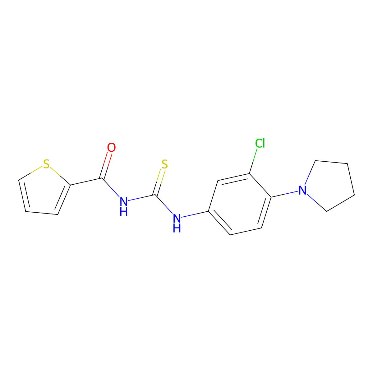 N-[(3-chloro-4-pyrrolidin-1-ylphenyl)carbamothioyl]thiophene-2-carboxamide molecular structure, CAS 432018-16-1