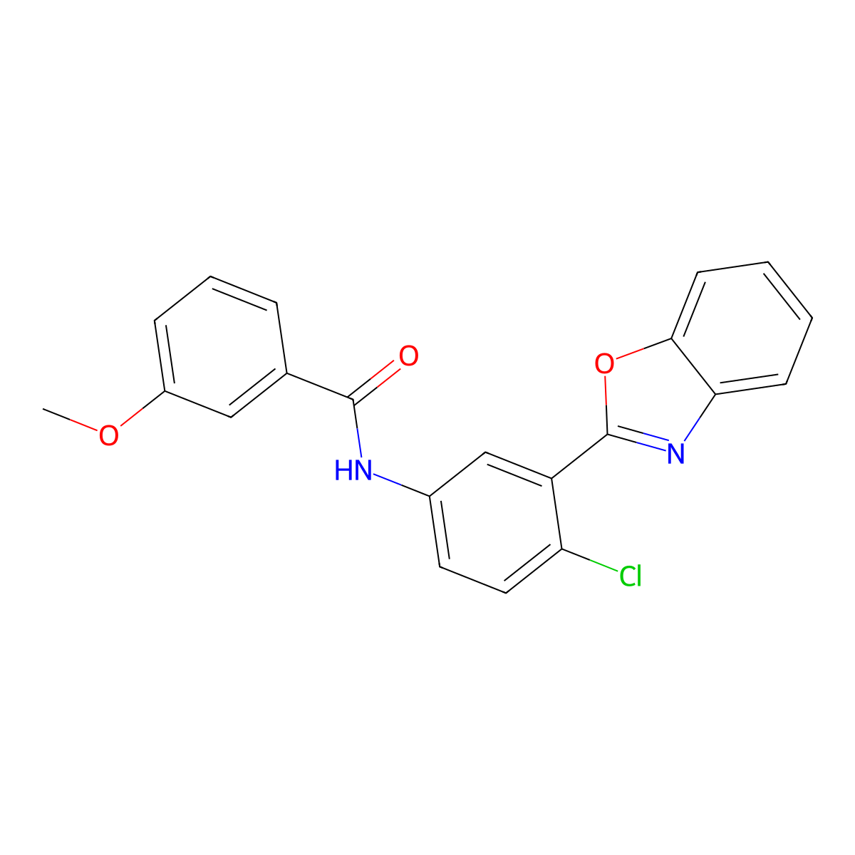 N-[3-(1,3-benzoxazol-2-yl)-4-chlorophenyl]-3-methoxybenzamide molecular structure, CAS 432018-30-9