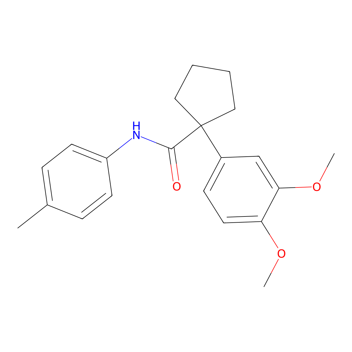 1-(3,4-dimethoxyphenyl)-N-(4-methylphenyl)cyclopentane-1-carboxamide molecular structure, CAS 432018-33-2