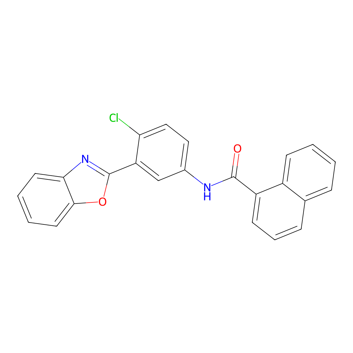 N-[3-(1,3-benzoxazol-2-yl)-4-chlorophenyl]naphthalene-1-carboxamide molecular structure, CAS 432018-40-1