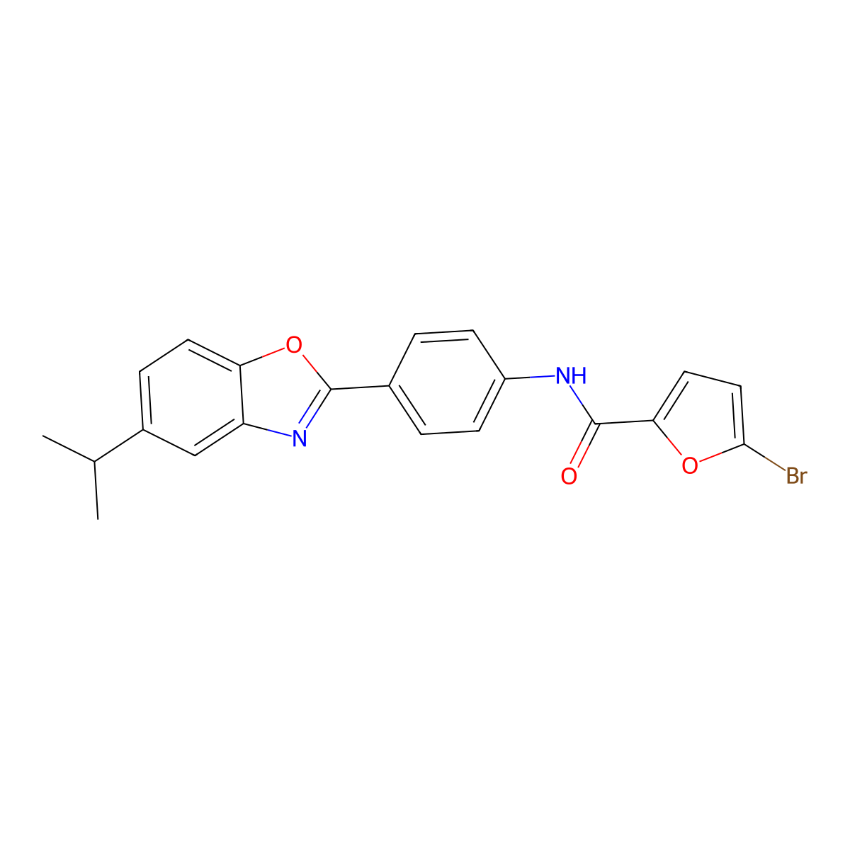 5-bromo-N-[4-(5-propan-2-yl-1,3-benzoxazol-2-yl)phenyl]furan-2-carboxamide molecular structure, CAS 432018-43-4