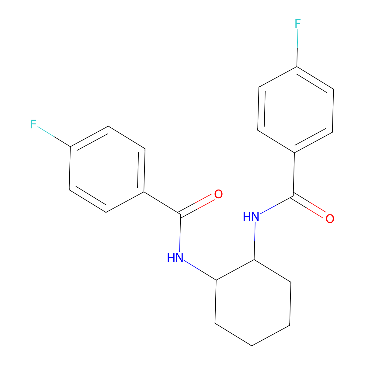 4-fluoro-N-[2-[(4-fluorobenzoyl)amino]cyclohexyl]benzamide molecular structure, CAS 432018-62-7