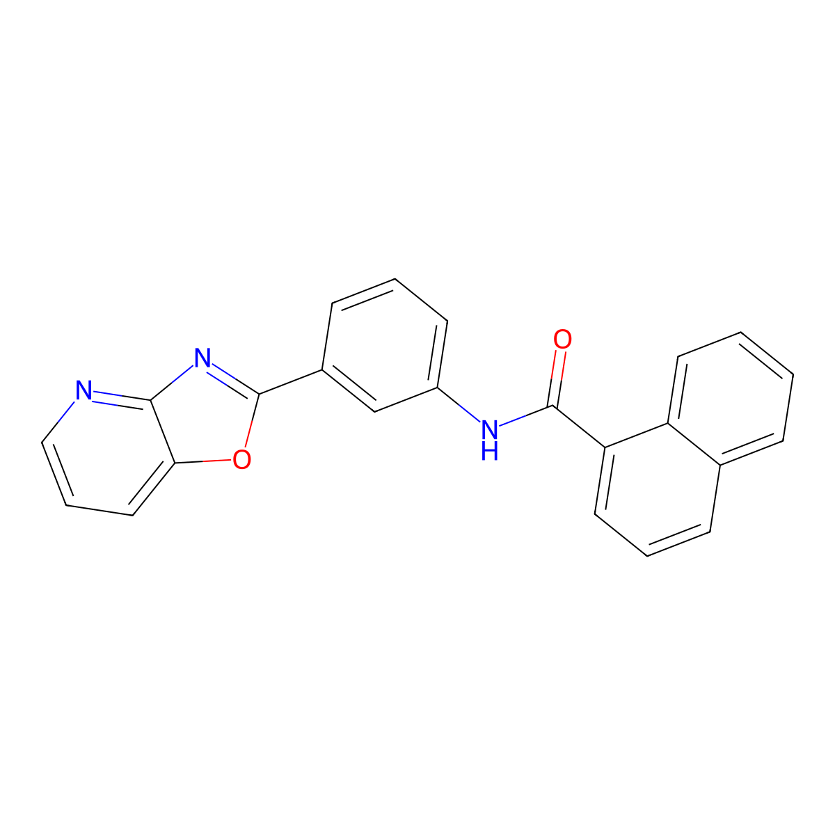 N-[3-([1,3]oxazolo[4,5-b]pyridin-2-yl)phenyl]naphthalene-1-carboxamide molecular structure, CAS 432018-71-8