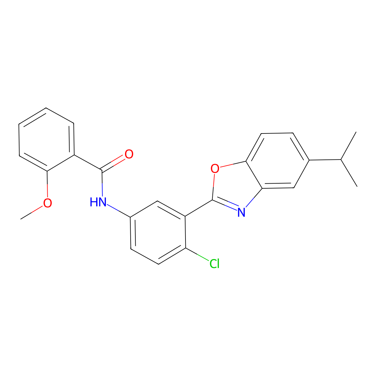 N-[4-chloro-3-(5-propan-2-yl-1,3-benzoxazol-2-yl)phenyl]-2-methoxybenzamide molecular structure, CAS 432018-74-1