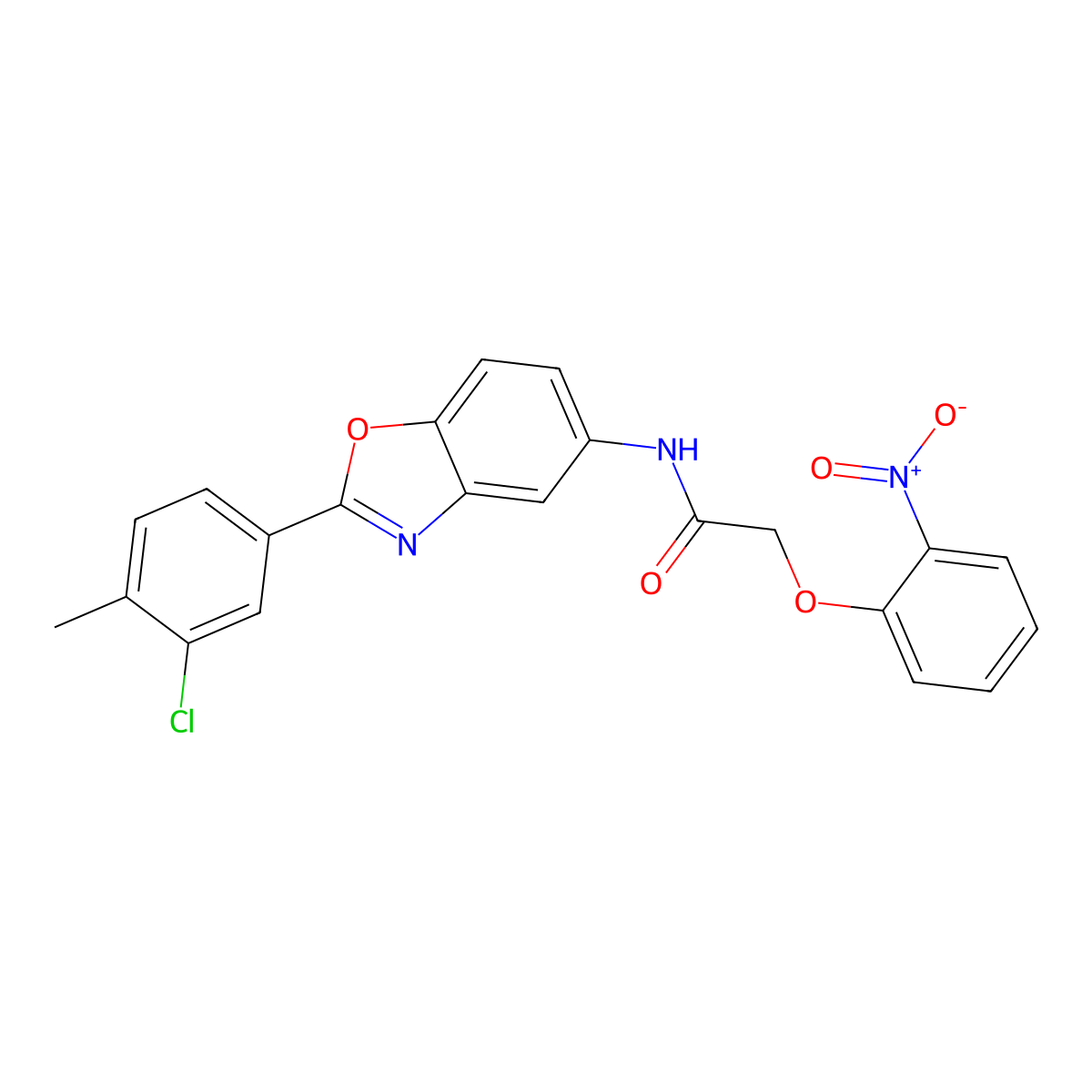 N-[2-(3-chloro-4-methylphenyl)-1,3-benzoxazol-5-yl]-2-(2-nitrophenoxy)acetamide molecular structure, CAS 432018-89-8