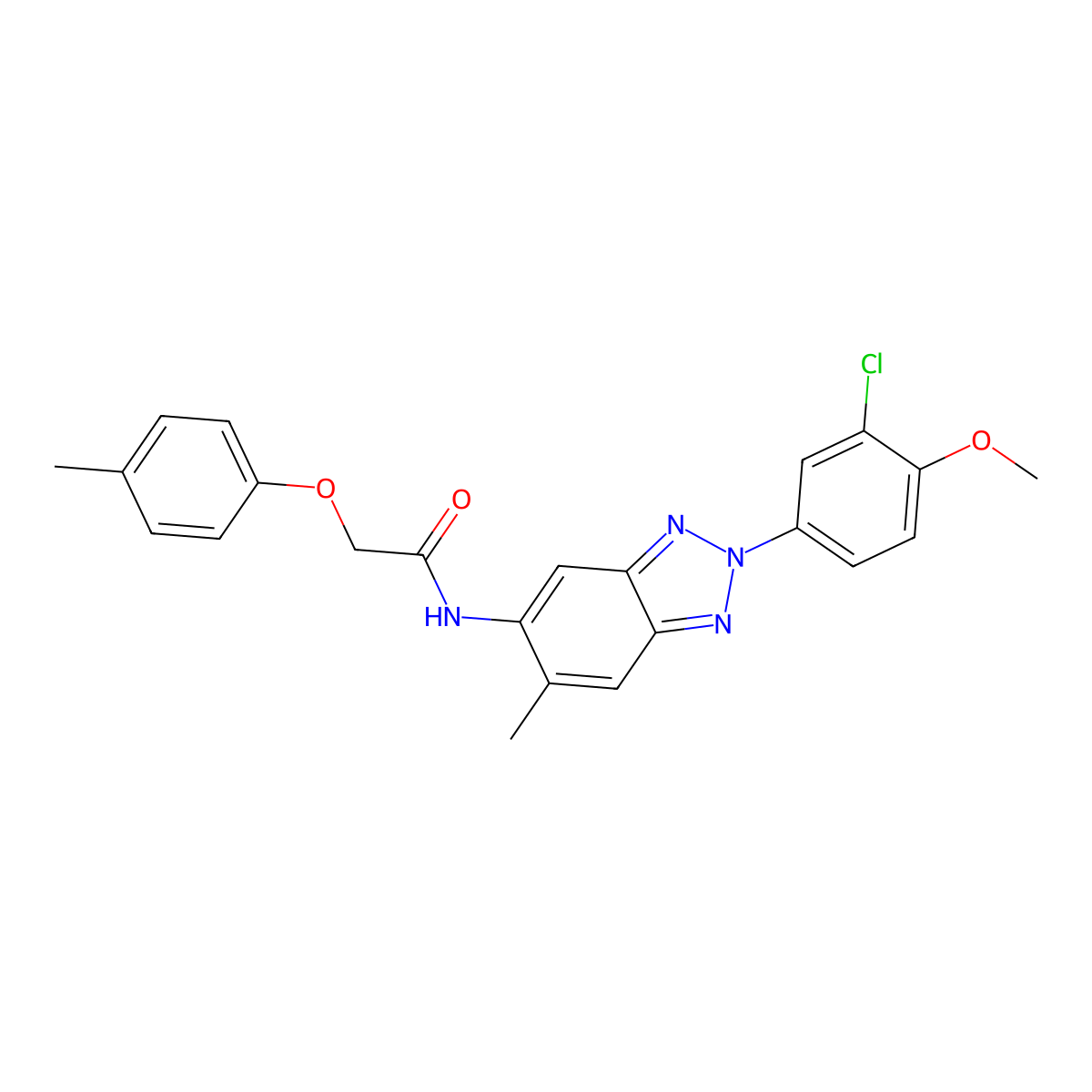 N-[2-(3-chloro-4-methoxyphenyl)-6-methylbenzotriazol-5-yl]-2-(4-methylphenoxy)acetamide molecular structure, CAS 432018-92-3