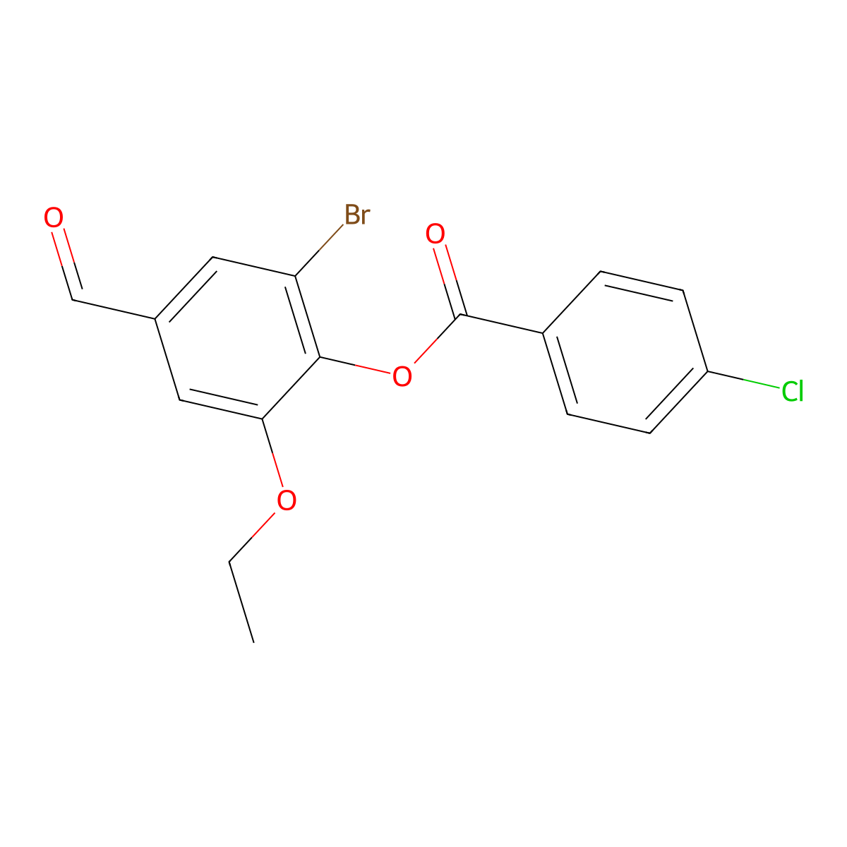 2-Bromo-6-ethoxy-4-formylphenyl 4-chlorobenzoate molecular structure, CAS 432018-94-5