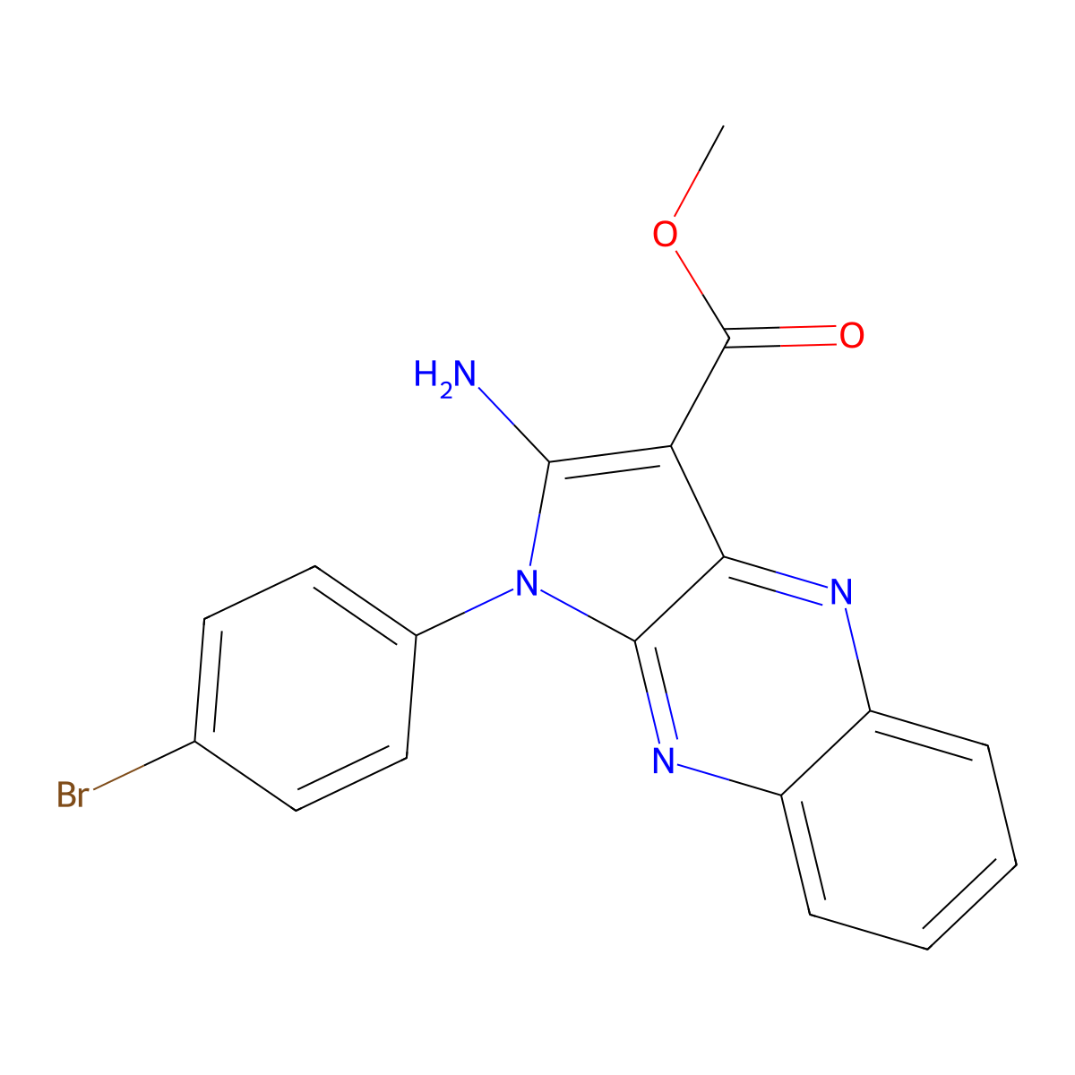 methyl 2-amino-1-(4-bromophenyl)-1H-pyrrolo[2,3-b]quinoxaline-3-carboxylate molecular structure, CAS 432018-96-7