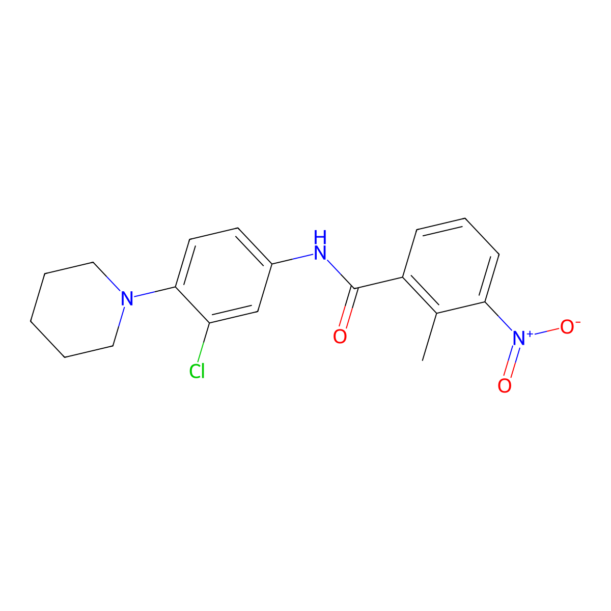 N-(3-chloro-4-piperidin-1-ylphenyl)-2-methyl-3-nitrobenzamide molecular structure, CAS 432019-02-8
