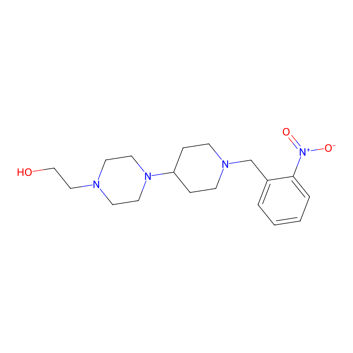 2-{4-[1-(2-Nitrobenzyl)piperidin-4-yl]piperazin-1-yl}ethanol molecular structure, CAS 432019-11-9