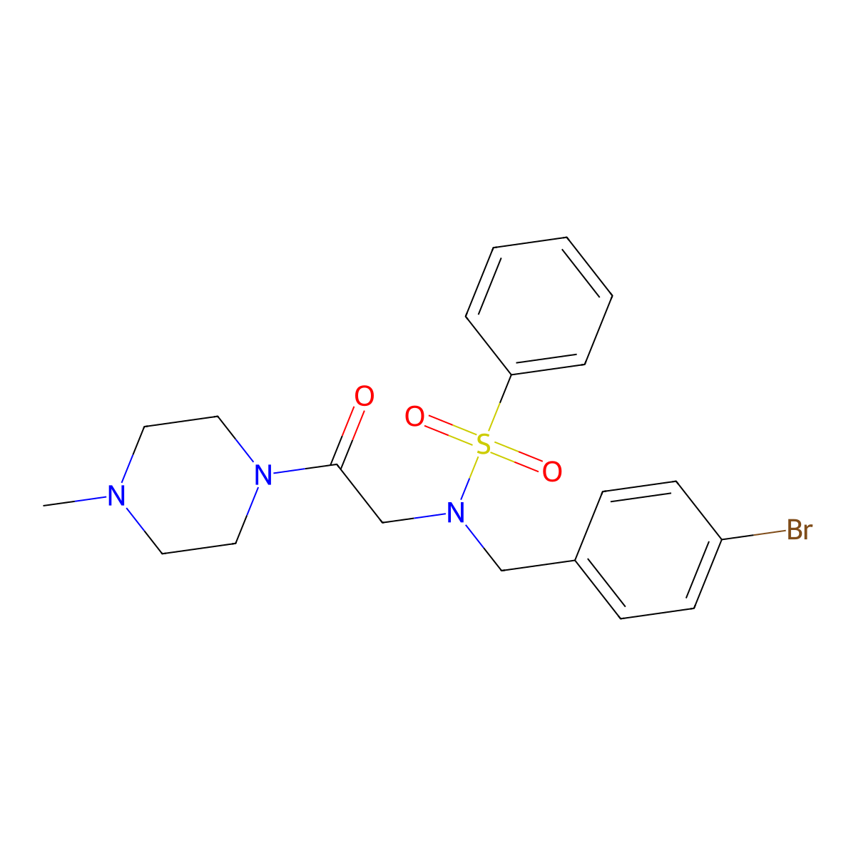 N-[(4-bromophenyl)methyl]-N-[2-(4-methylpiperazin-1-yl)-2-oxoethyl]benzenesulfonamide molecular structure, CAS 432019-19-7