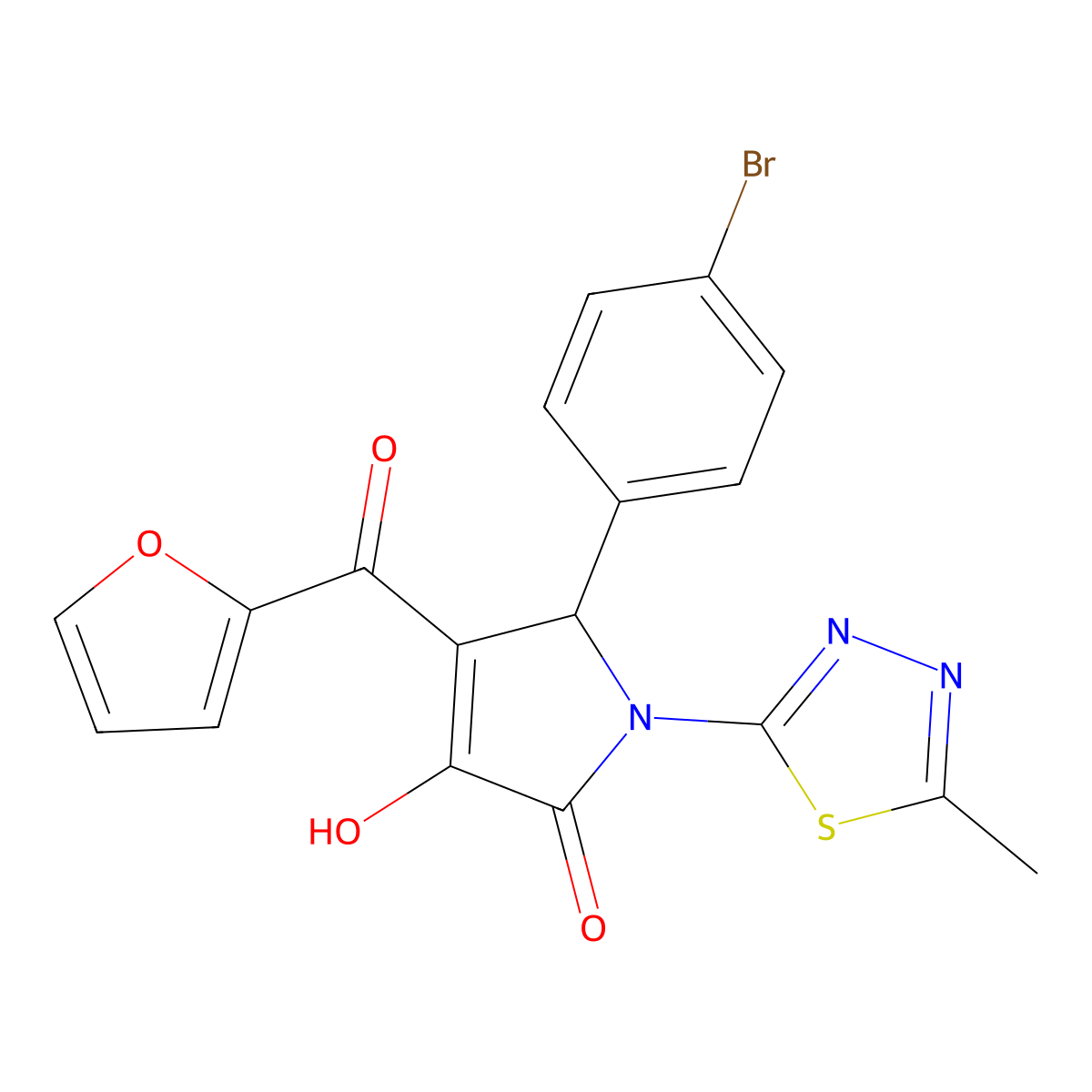 5-(4-Bromophenyl)-4-(2-furoyl)-3-hydroxy-1-(5-methyl-1,3,4-thiadiazol-2-YL)-1,5-dihydro-2H-pyrrol-2-one molecular structure, CAS 432019-45-9