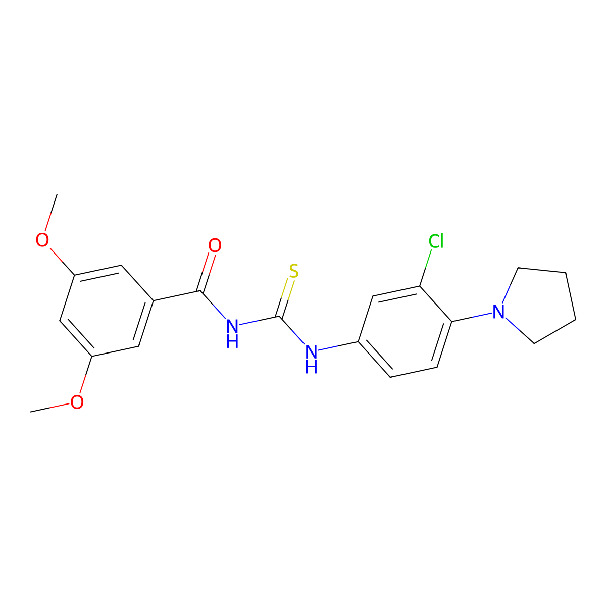 N-{[3-chloro-4-(pyrrolidin-1-yl)phenyl]carbamothioyl}-3,5-dimethoxybenzamide molecular structure, CAS 432019-71-1
