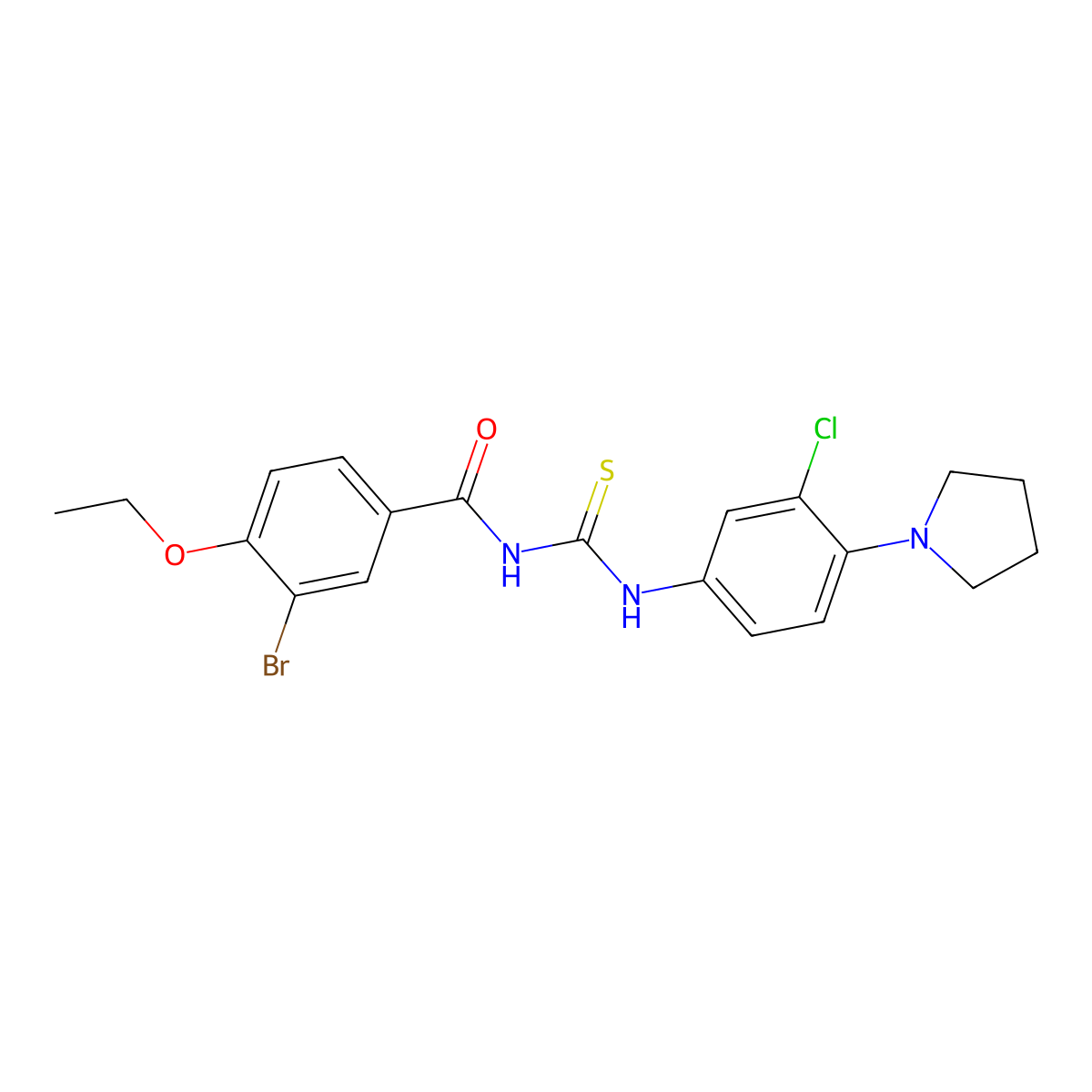 3-bromo-N-[(3-chloro-4-pyrrolidin-1-ylphenyl)carbamothioyl]-4-ethoxybenzamide molecular structure, CAS 432019-74-4