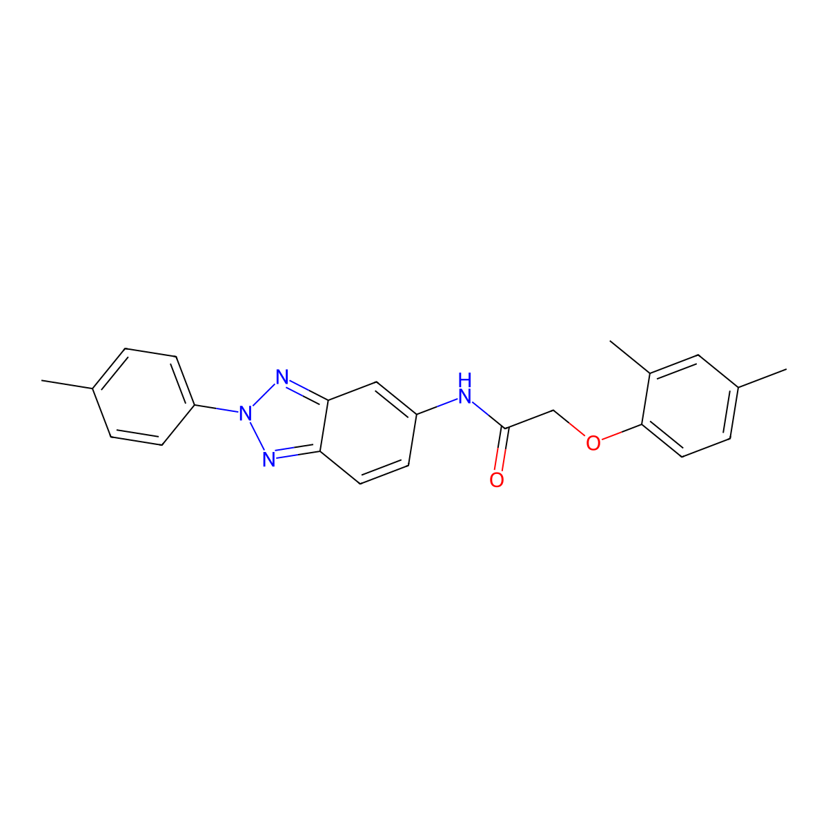 2-(2,4-dimethylphenoxy)-N-[2-(4-methylphenyl)benzotriazol-5-yl]acetamide molecular structure, CAS 432019-77-7