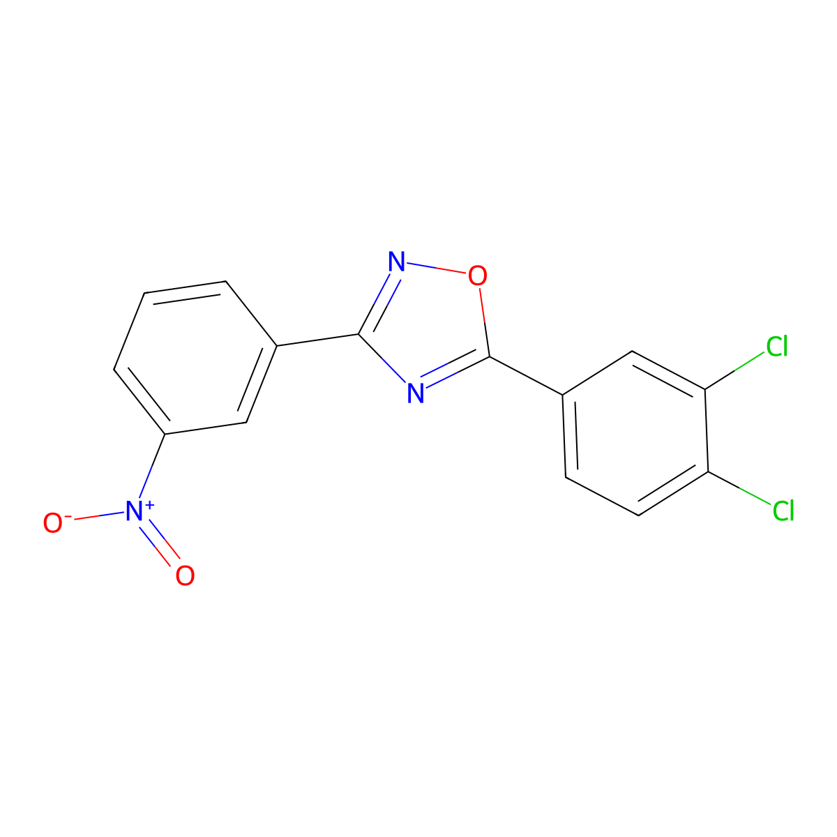 5-(3,4-Dichlorophenyl)-3-(3-nitrophenyl)-1,2,4-oxadiazole molecular structure, CAS 432019-83-5