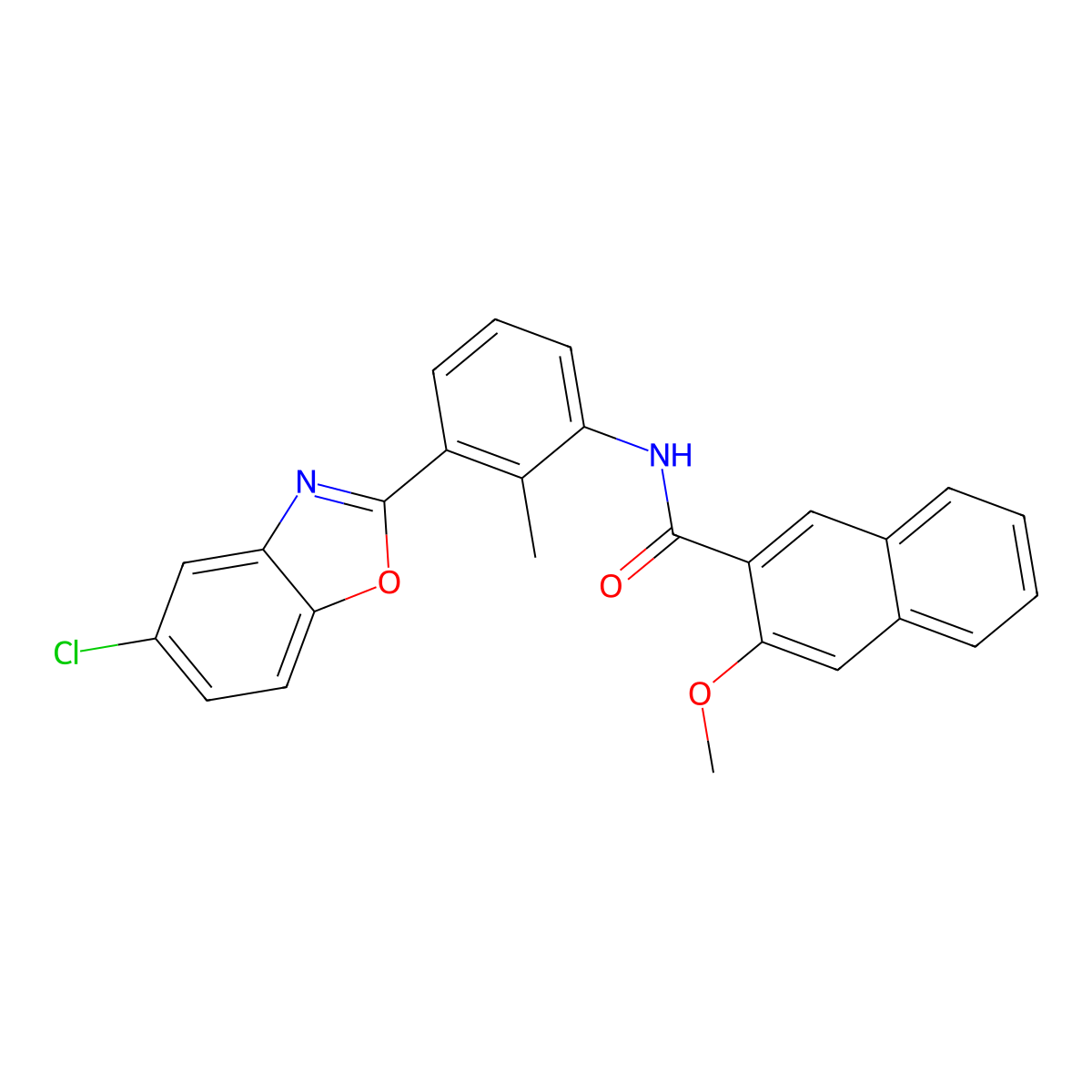 N-[3-(5-chloro-1,3-benzoxazol-2-yl)-2-methylphenyl]-3-methoxynaphthalene-2-carboxamide molecular structure, CAS 432019-88-0
