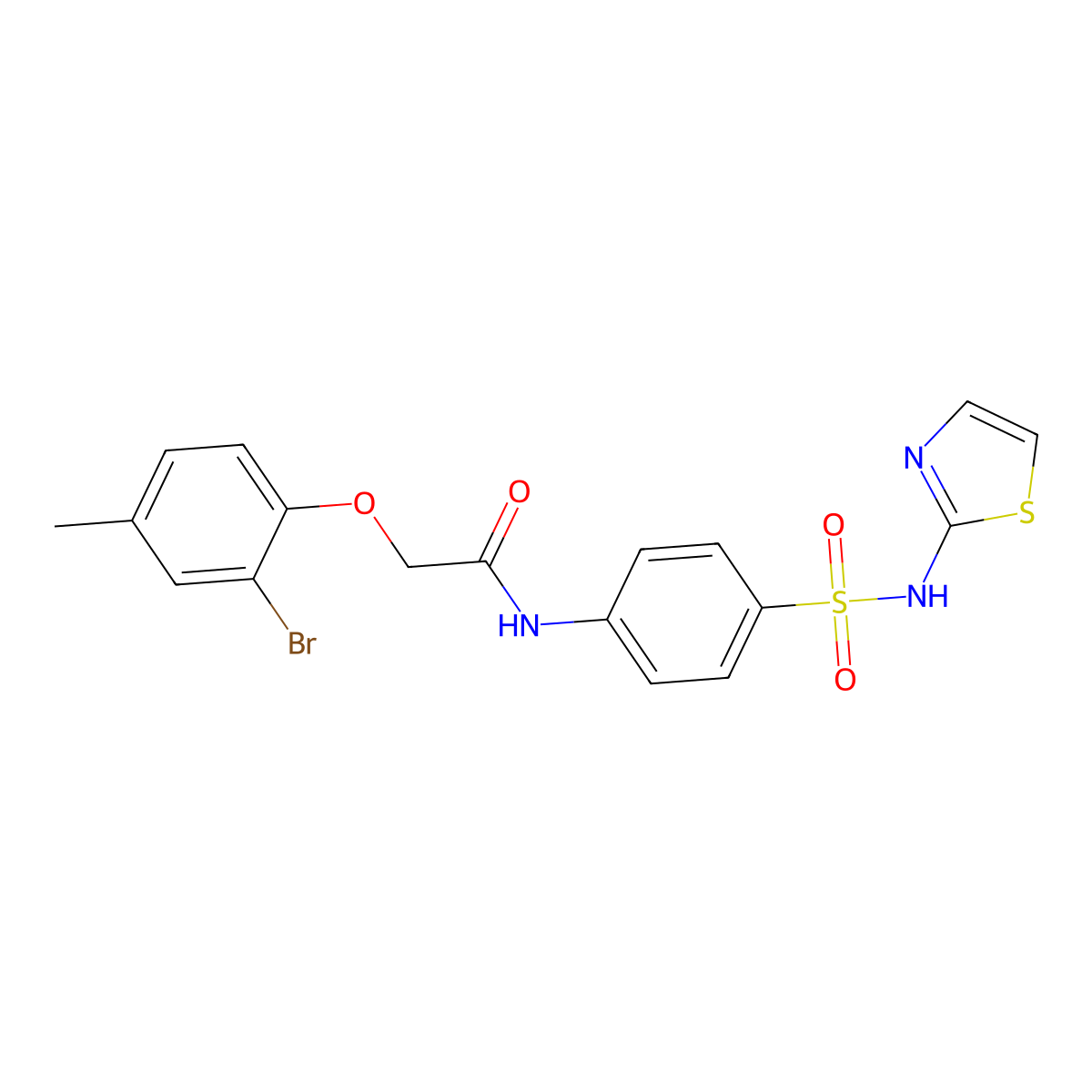 2-(2-bromo-4-methylphenoxy)-N-{4-[(1,3-thiazol-2-ylamino)sulfonyl]phenyl}acetamide molecular structure, CAS 432019-99-3
