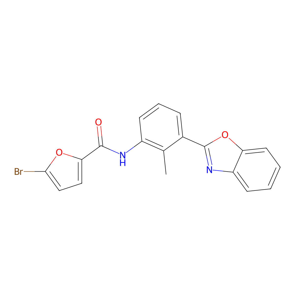 N-[3-(1,3-benzoxazol-2-yl)-2-methylphenyl]-5-bromofuran-2-carboxamide molecular structure, CAS 432020-07-0