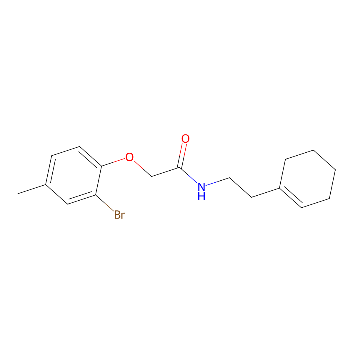 2-(2-bromo-4-methylphenoxy)-N-[2-(1-cyclohexen-1-yl)ethyl]acetamide molecular structure, CAS 432020-09-2