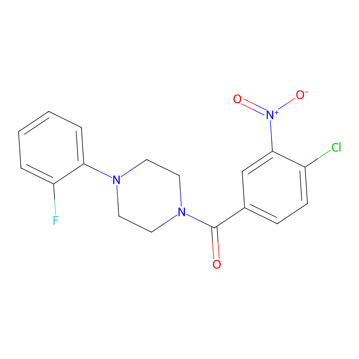 (4-Chloro-3-nitrophenyl)(4-(2-fluorophenyl)piperazin-1-yl)methanone molecular structure, CAS 432020-20-7