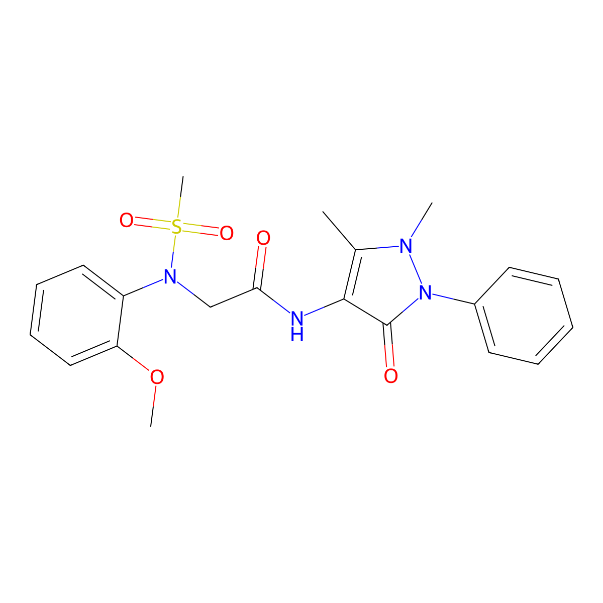 N-(1,5-dimethyl-3-oxo-2-phenylpyrazol-4-yl)-2-(2-methoxy-N-methylsulfonylanilino)acetamide molecular structure, CAS 432020-24-1