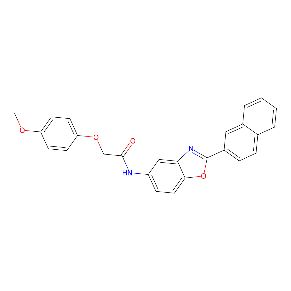 2-(4-methoxyphenoxy)-N-(2-naphthalen-2-yl-1,3-benzoxazol-5-yl)acetamide molecular structure, CAS 432020-25-2