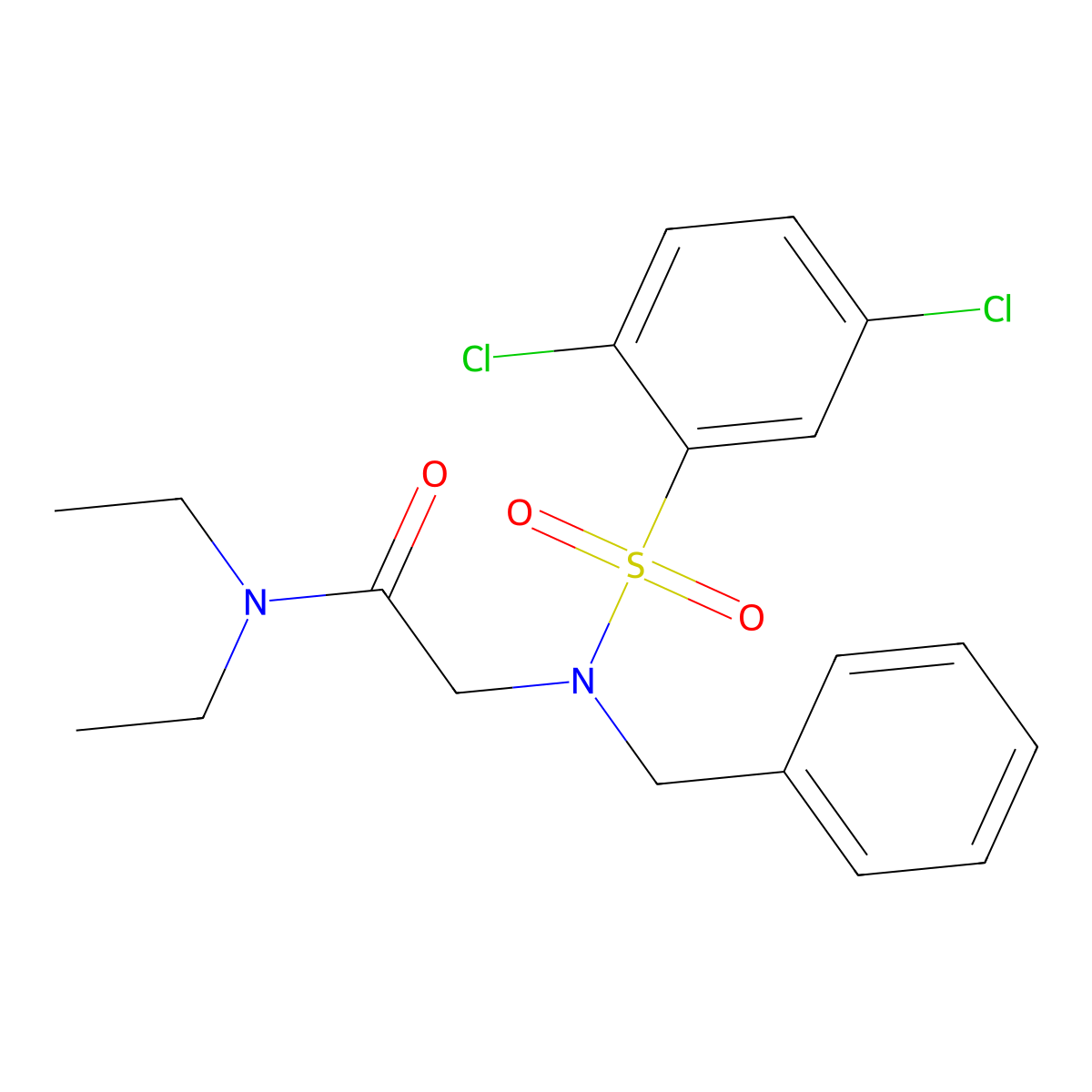 2-[benzyl-(2,5-dichlorophenyl)sulfonylamino]-N,N-diethylacetamide molecular structure, CAS 432020-49-0