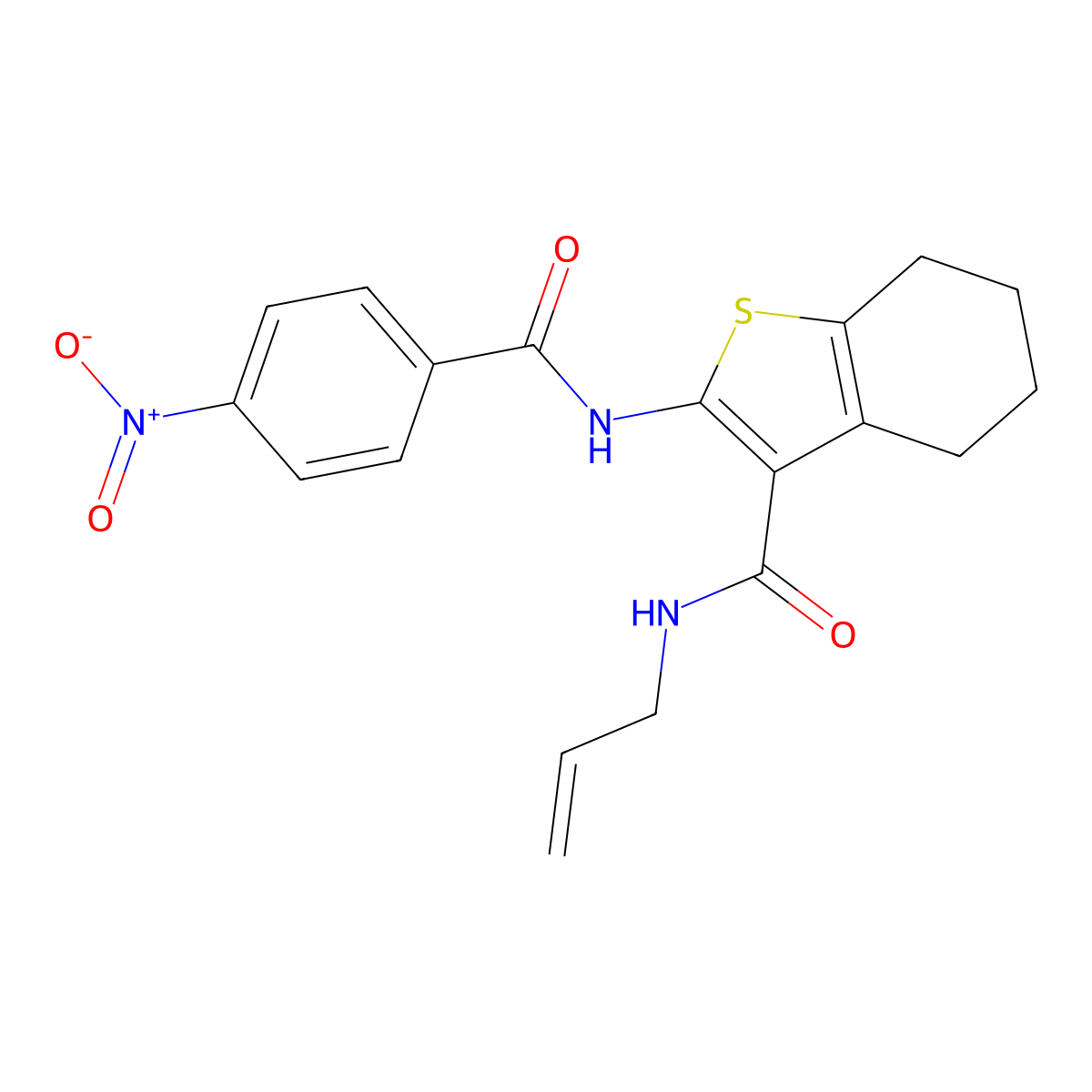 2-[(4-nitrobenzoyl)amino]-N-prop-2-enyl-4,5,6,7-tetrahydro-1-benzothiophene-3-carboxamide molecular structure, CAS 432020-69-4