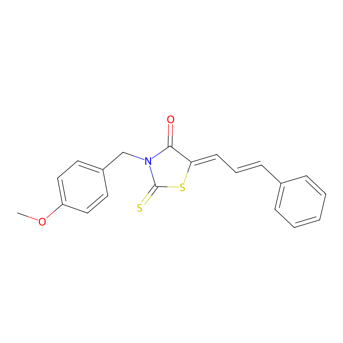 3-[(4-Methoxyphenyl)methyl]-5-(3-phenyl-2-propen-1-ylidene)-2-thioxo-4-thiazolidinone molecular structure, CAS 432020-71-8