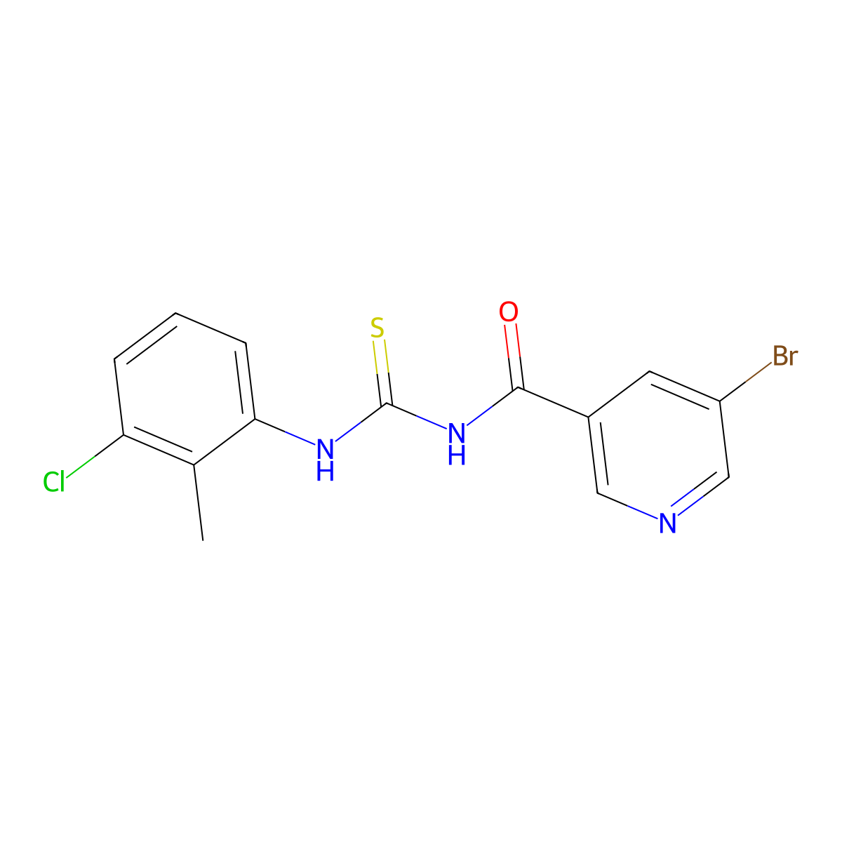 5-bromo-N-[(3-chloro-2-methylphenyl)carbamothioyl]pyridine-3-carboxamide molecular structure, CAS 432020-74-1