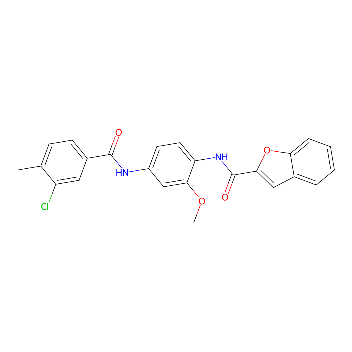 N-[4-[(3-chloro-4-methylbenzoyl)amino]-2-methoxyphenyl]-1-benzofuran-2-carboxamide molecular structure, CAS 432020-89-8