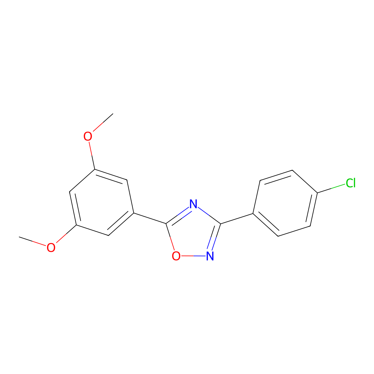 3-(4-Chlorophenyl)-5-(3,5-dimethoxyphenyl)-1,2,4-oxadiazole molecular structure, CAS 432020-96-7