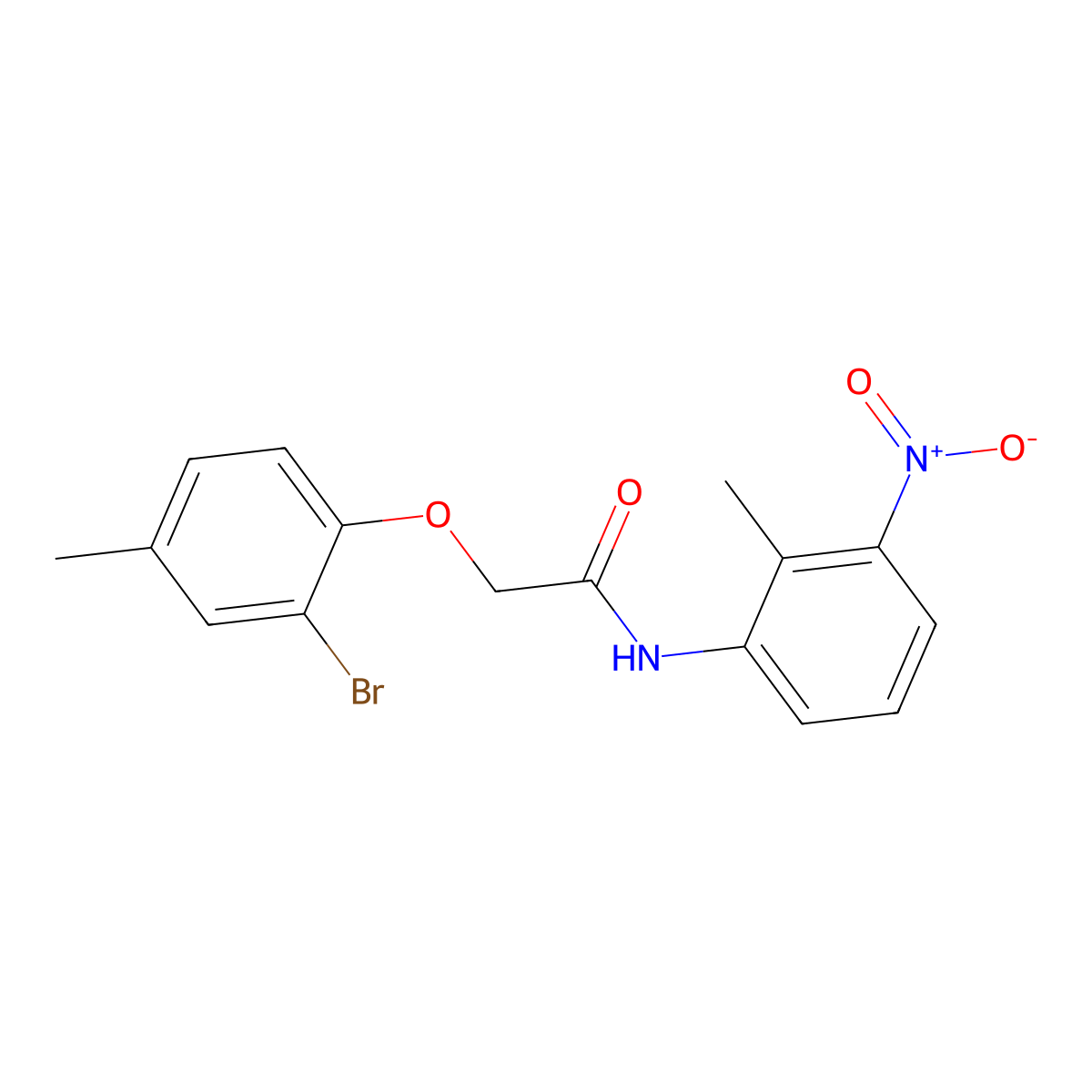 2-(2-bromo-4-methylphenoxy)-N-(2-methyl-3-nitrophenyl)acetamide molecular structure, CAS 432021-10-8