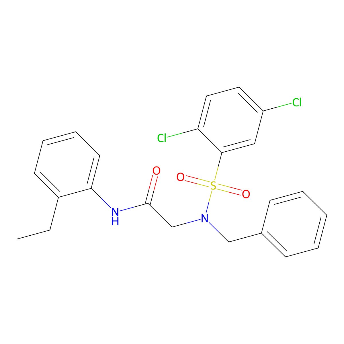 2-[benzyl-(2,5-dichlorophenyl)sulfonylamino]-N-(2-ethylphenyl)acetamide molecular structure, CAS 432021-15-3